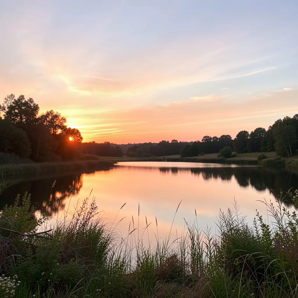 Calm morning sunrise over a natural landscape
